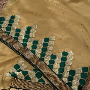 Pure Geogette embroidered designer Rangoli sequin saree